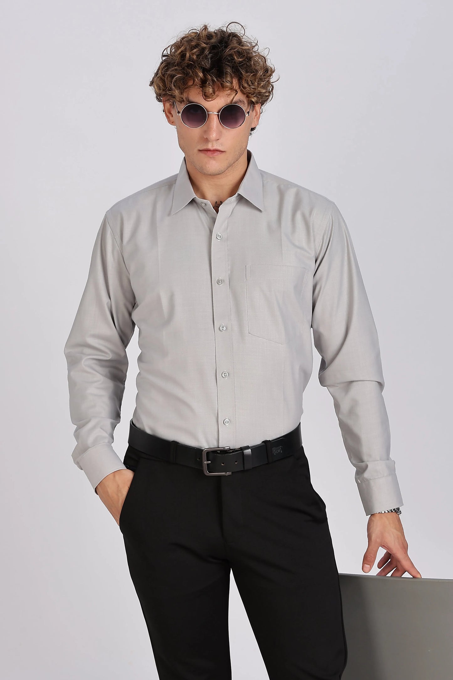 Men’s Premium Cotton Shirt - Grey | PallyWear