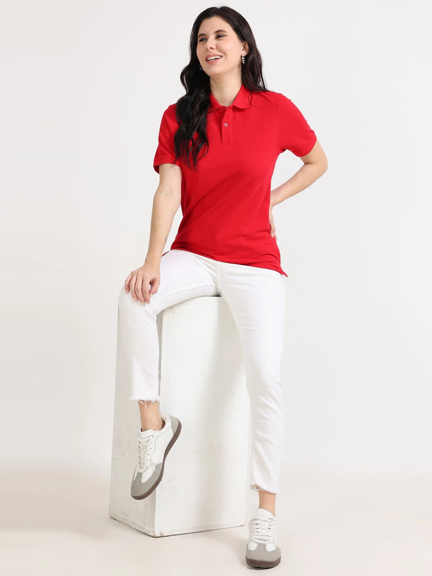 Women’s Soft Cotton Polo - Red | PallyWear (Feathery Series)