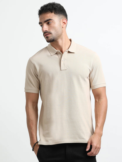 Men’s Comfort Cotton Polo T-Shirt - Beige | PallyWear