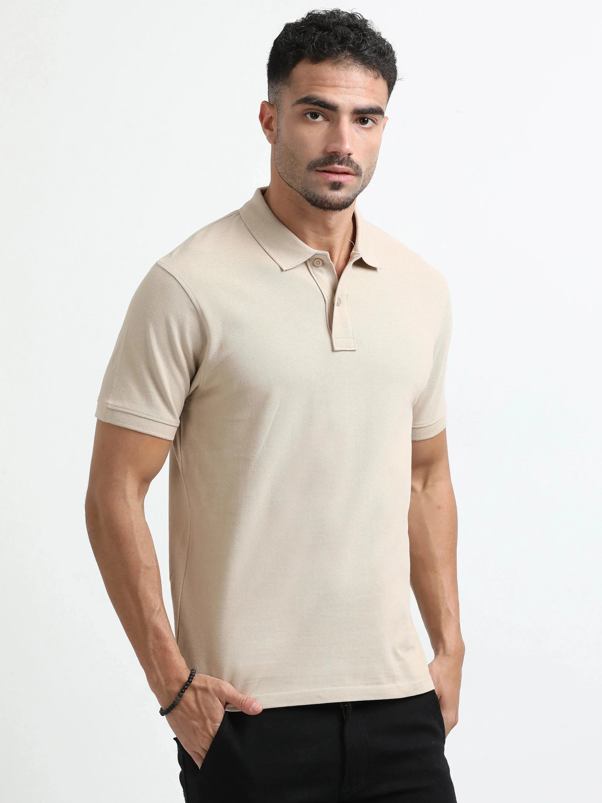Men’s Comfort Cotton Polo T-Shirt - Beige | PallyWear