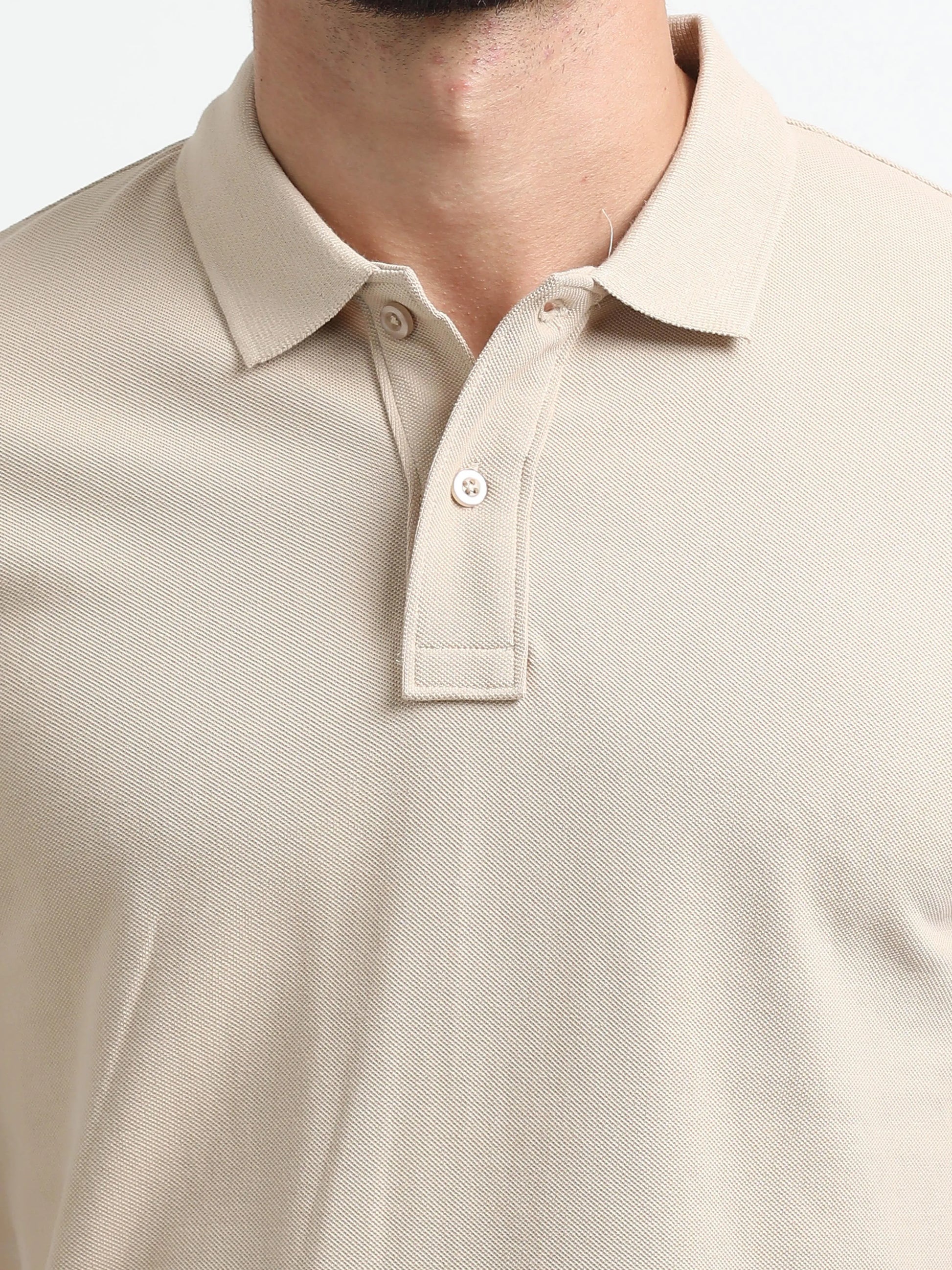 Men’s Comfort Cotton Polo T-Shirt - Beige | PallyWear