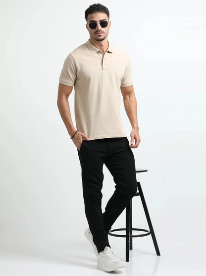 Men’s Comfort Cotton Polo T-Shirt - Beige | PallyWear