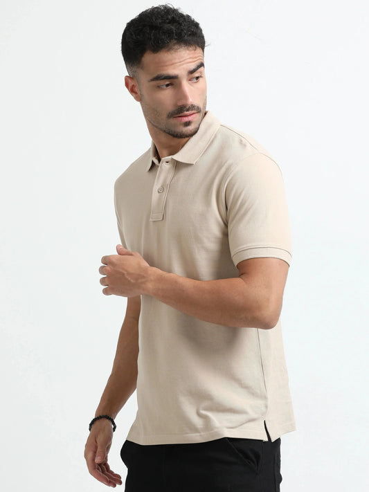 Men’s Comfort Cotton Polo T-Shirt - Beige | PallyWear
