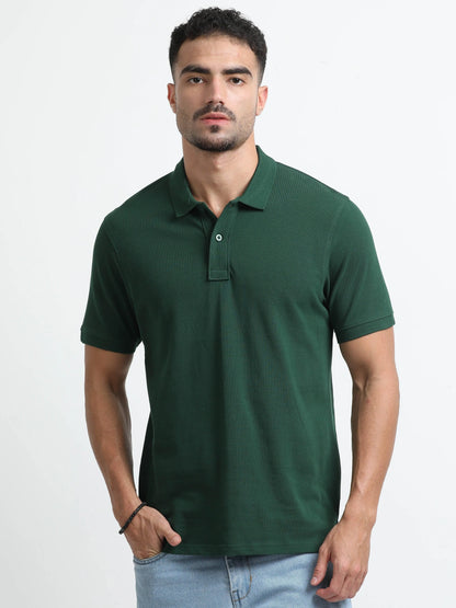 Men’s Comfort Cotton Polo T-Shirt - Bottle Green | PallyWear
