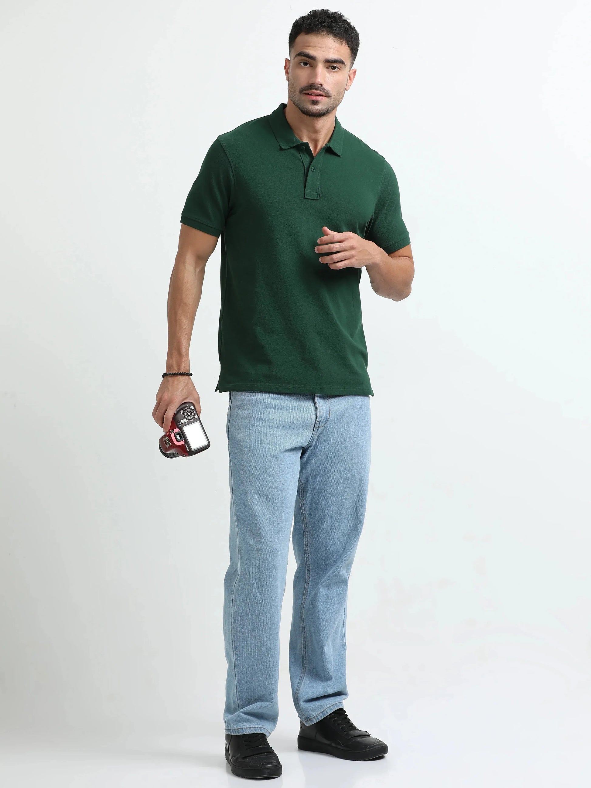 Men’s Comfort Cotton Polo T-Shirt - Bottle Green | PallyWear