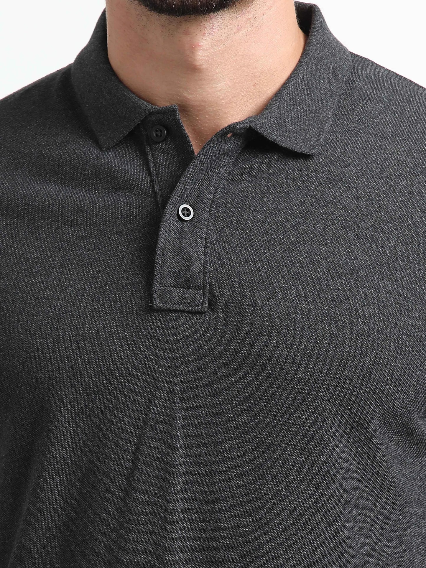 Men’s Comfort Cotton Polo T-Shirt - Dark Grey Melange | PallyWear