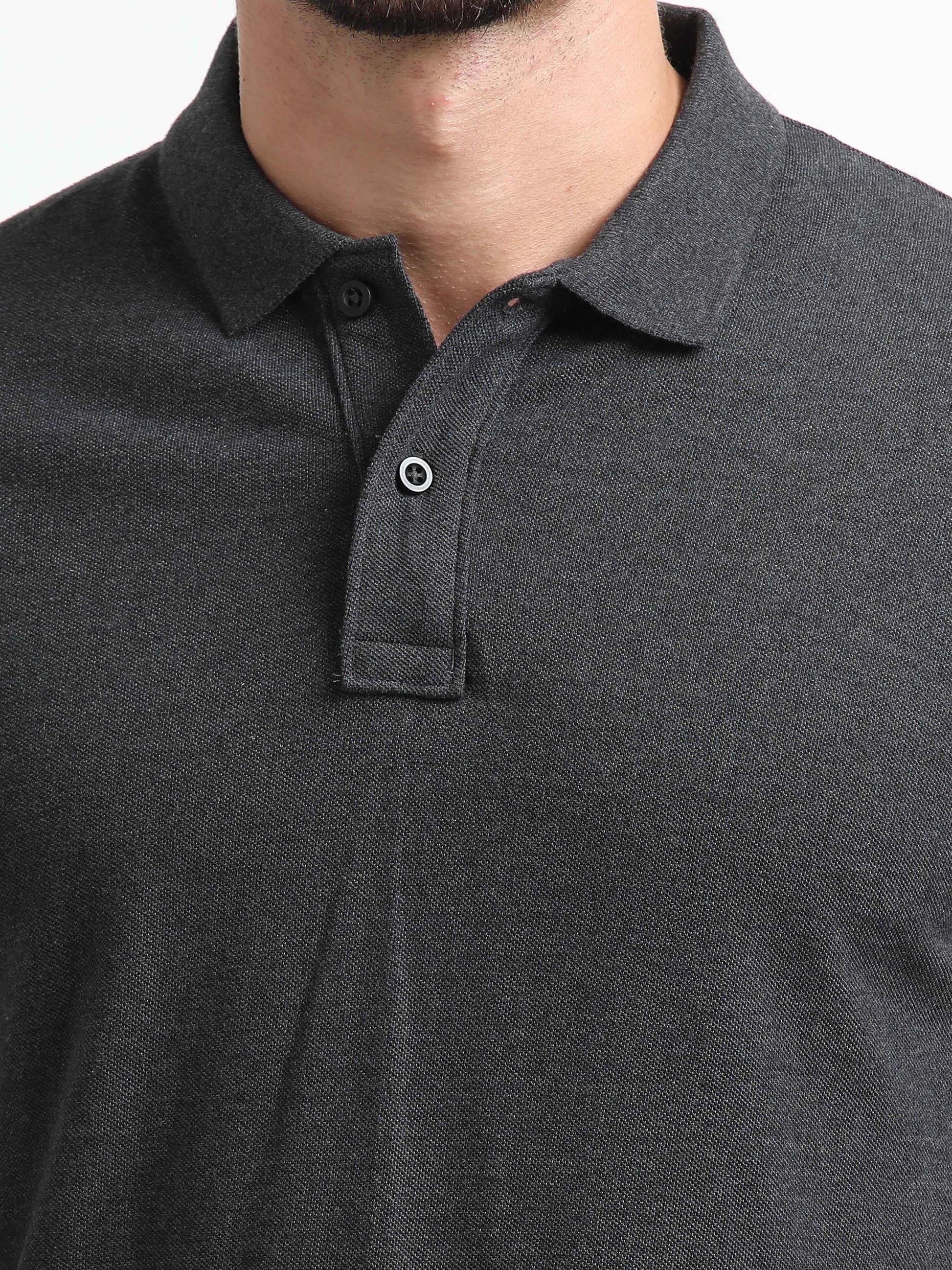 Men’s Comfort Cotton Polo T-Shirt - Dark Grey Melange | PallyWear