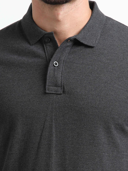 Men’s Comfort Cotton Polo T-Shirt - Dark Grey Melange | PallyWear
