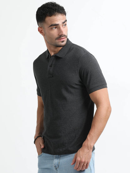 Men’s Comfort Cotton Polo T-Shirt - Dark Grey Melange | PallyWear