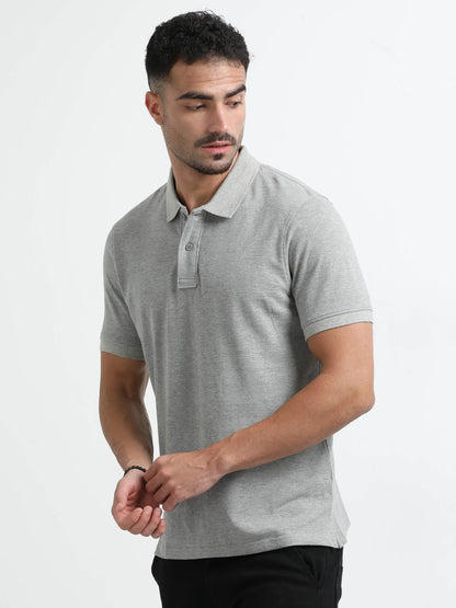 Men’s Comfort Cotton Polo T-Shirt - Light Grey Melange | PallyWear