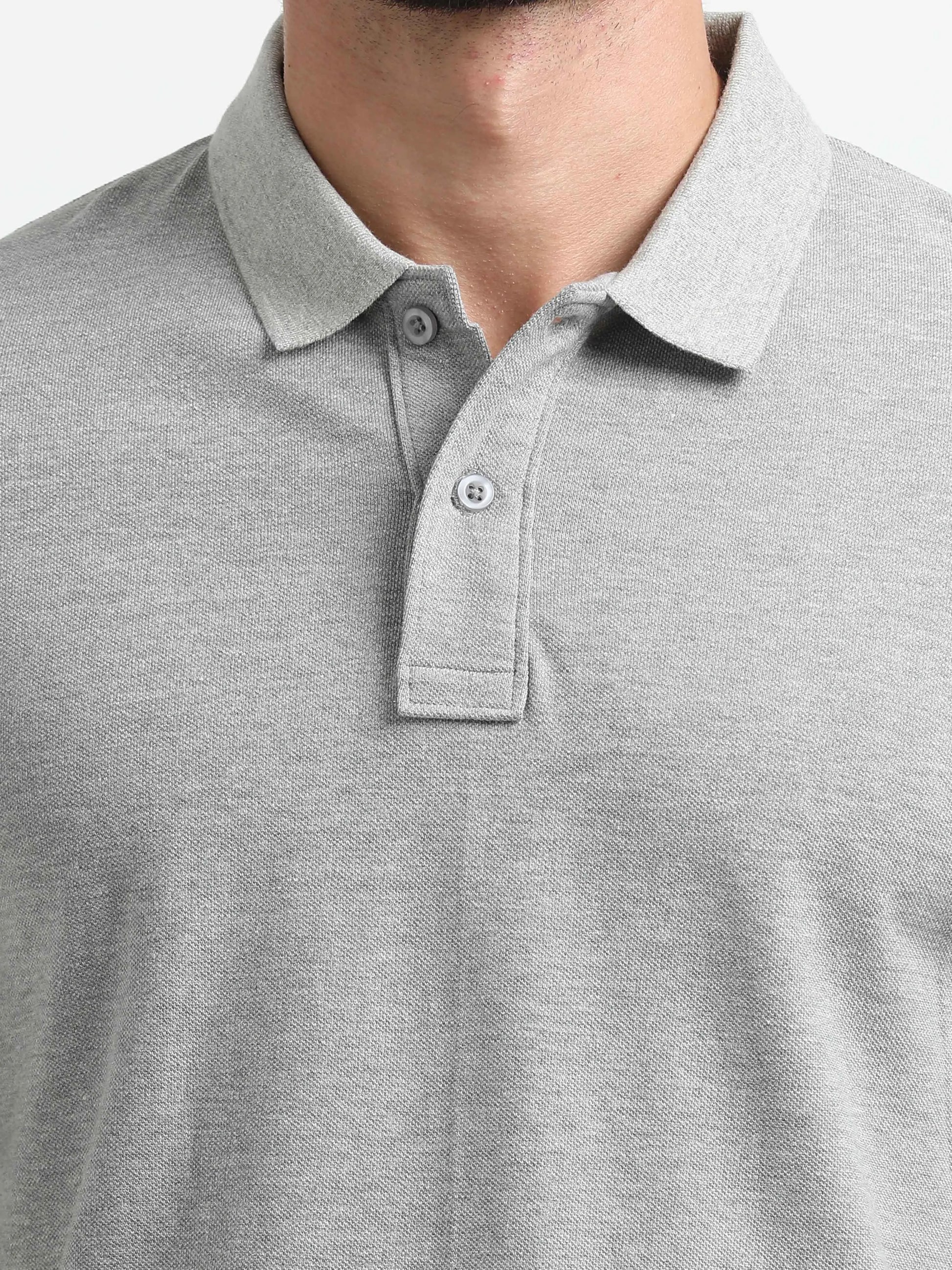 Men’s Comfort Cotton Polo T-Shirt - Light Grey Melange | PallyWear