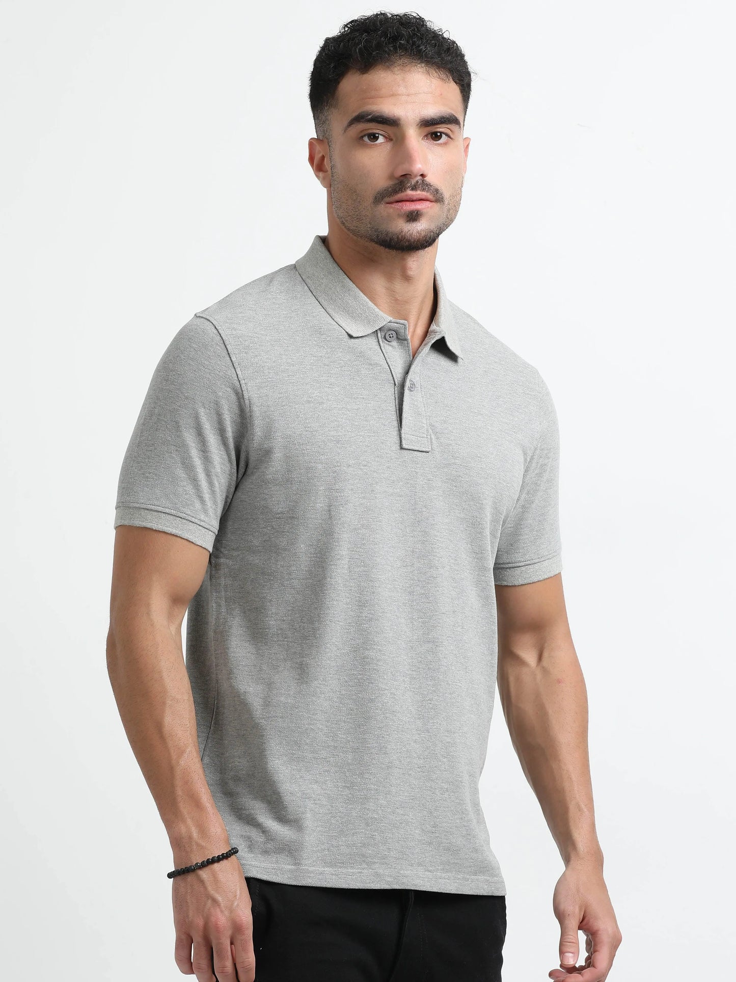 Men’s Comfort Cotton Polo T-Shirt - Light Grey Melange | PallyWear