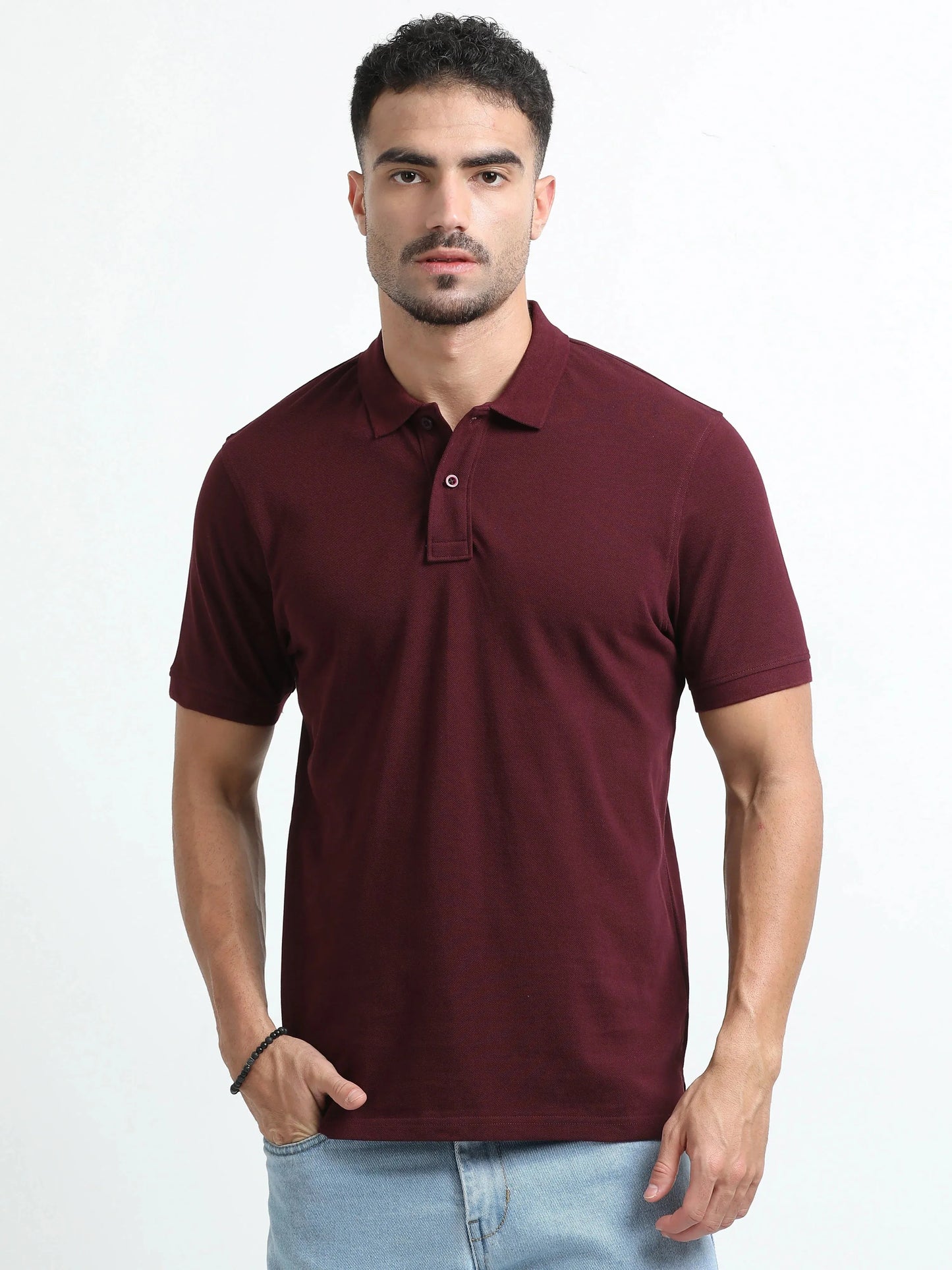 Men’s Comfort Cotton Polo T-Shirt - Maroon | PallyWear