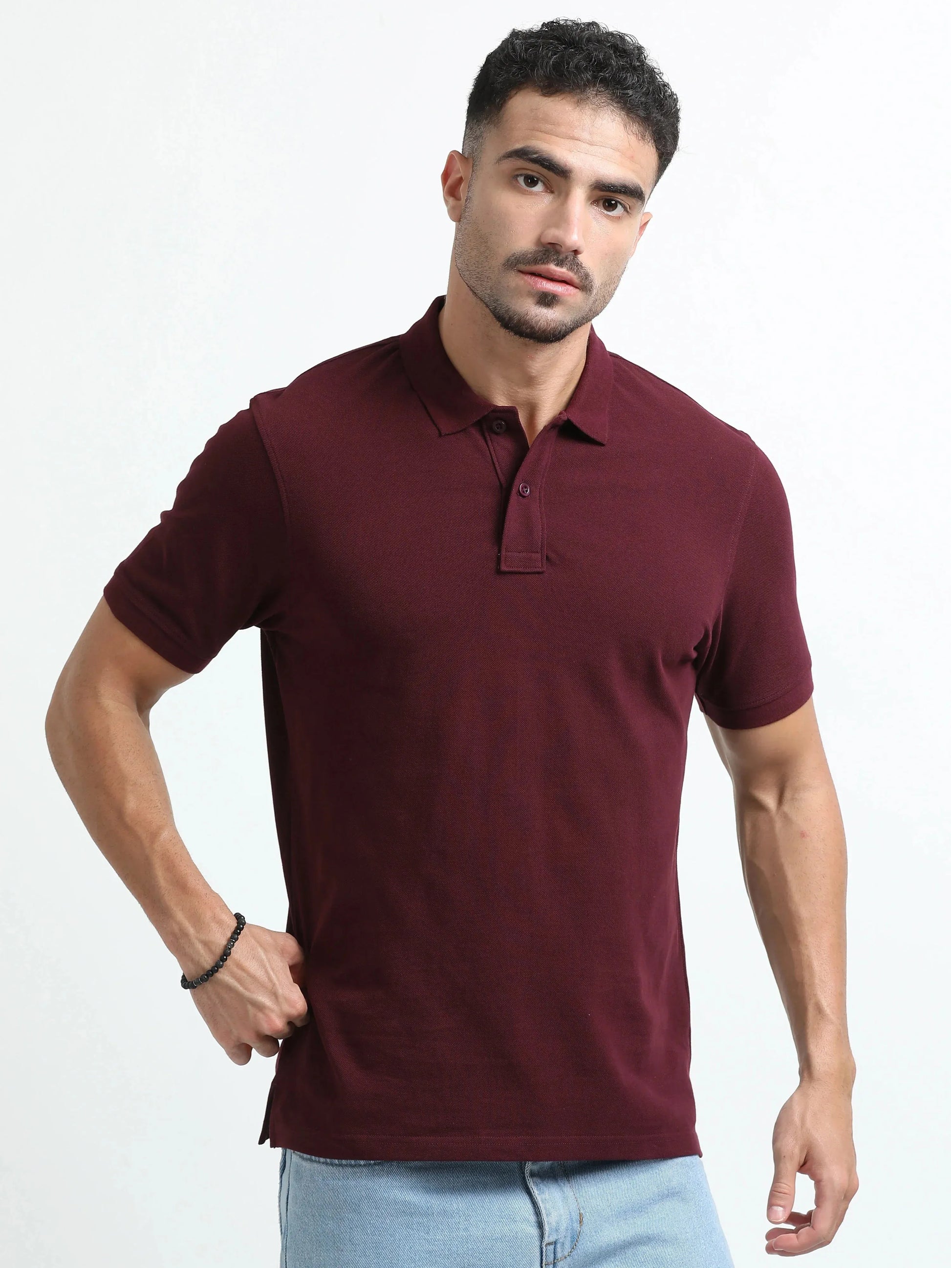 Men’s Comfort Cotton Polo T-Shirt - Maroon | PallyWear