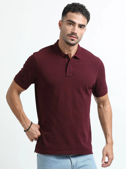 Men’s Comfort Cotton Polo T-Shirt - Maroon | PallyWear