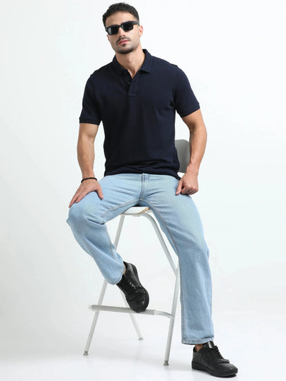 Men’s Comfort Cotton Polo T-Shirt - Navy Blue | PallyWear