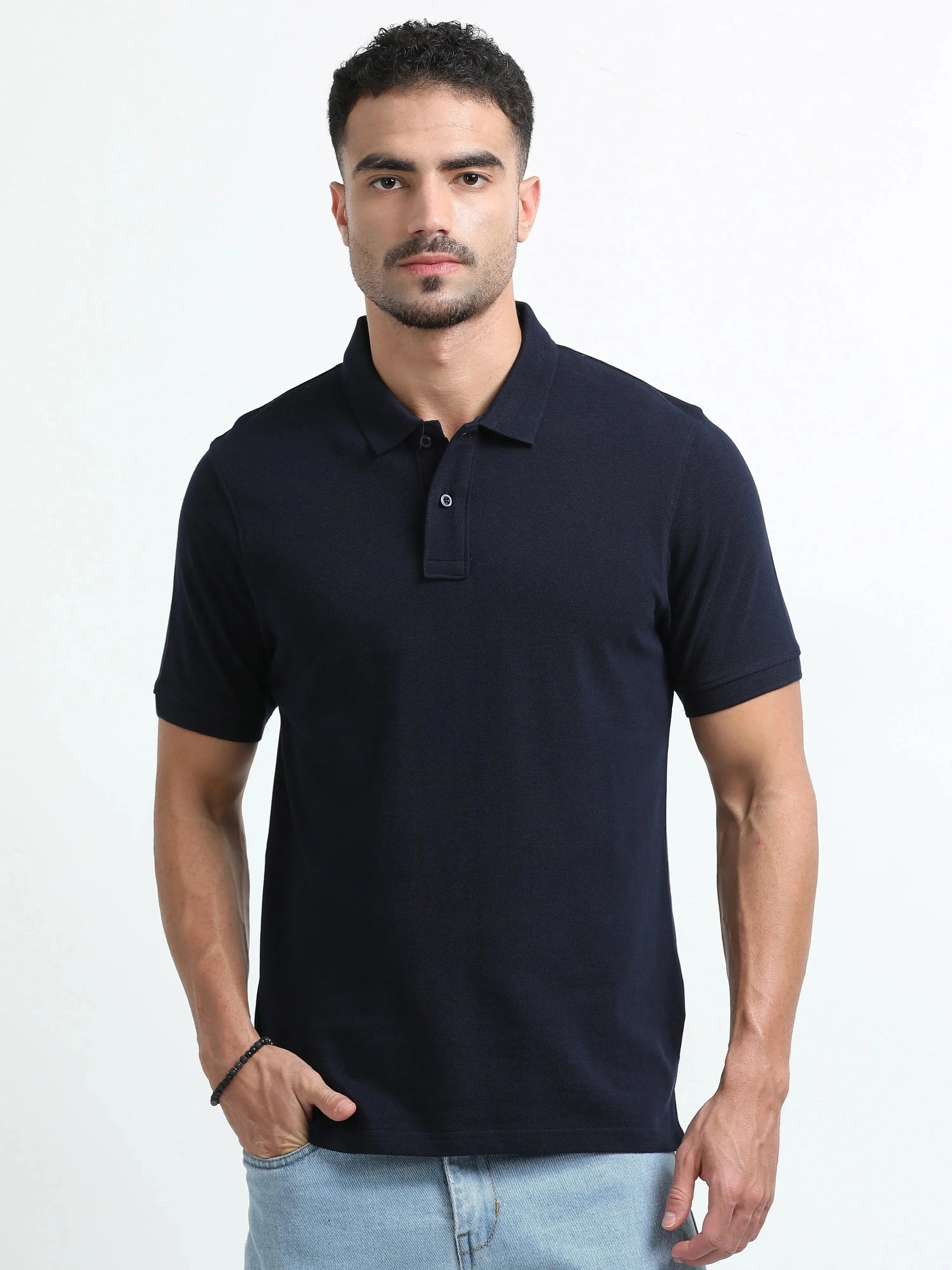 Men’s Comfort Cotton Polo T-Shirt - Navy Blue | PallyWear