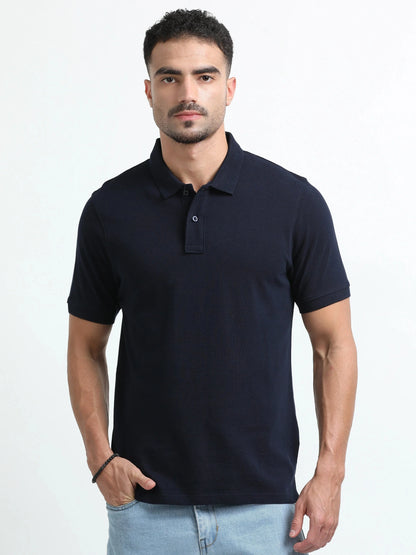 Men’s Comfort Cotton Polo T-Shirt - Navy Blue | PallyWear