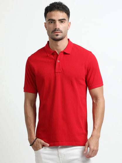Men’s Comfort Cotton Polo T-Shirt - Red | PallyWear