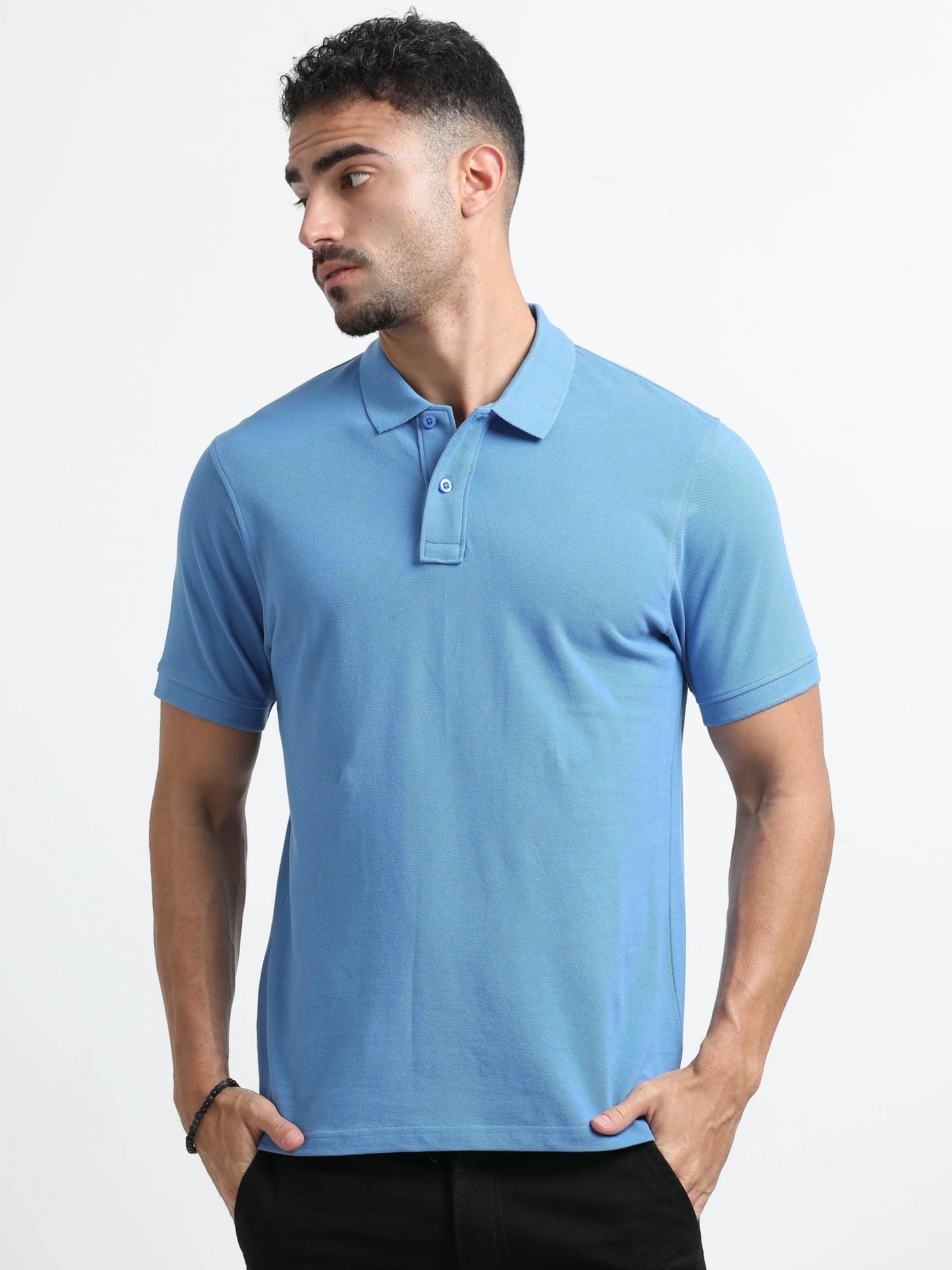 Men’s Comfort Cotton Polo T-Shirt - Sky Blue | PallyWear