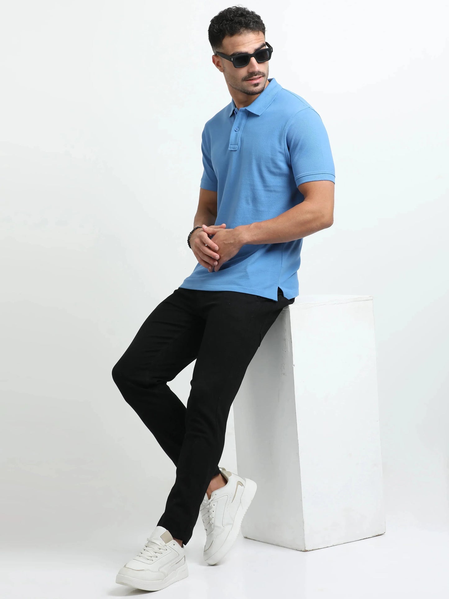 Men’s Comfort Cotton Polo T-Shirt - Sky Blue | PallyWear