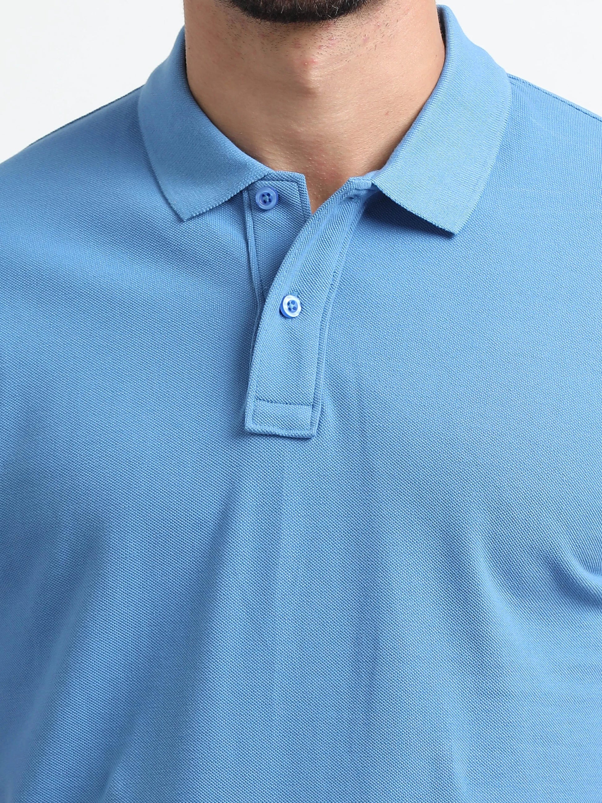 Men’s Comfort Cotton Polo T-Shirt - Sky Blue | PallyWear