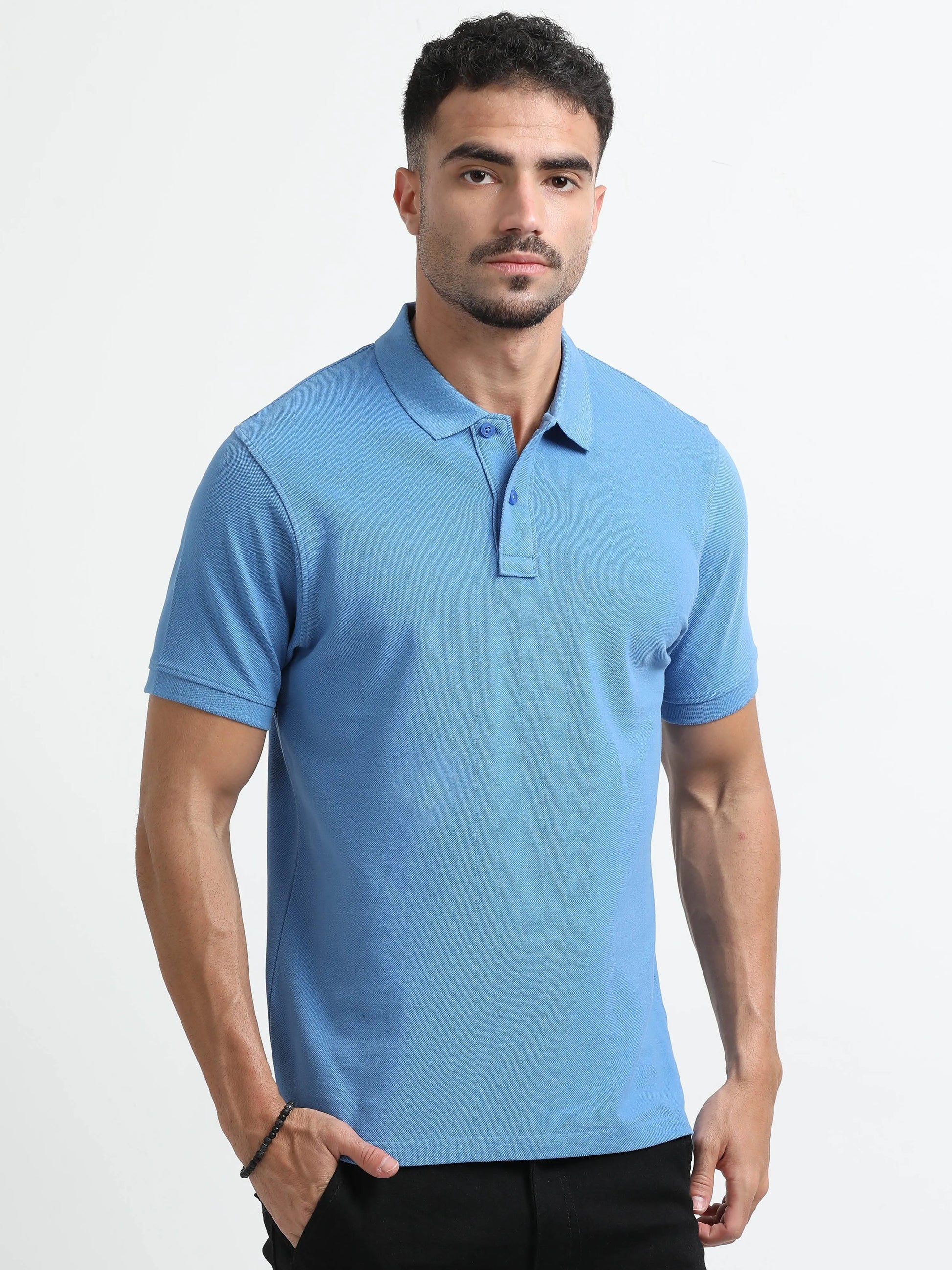 Men’s Comfort Cotton Polo T-Shirt - Sky Blue | PallyWear