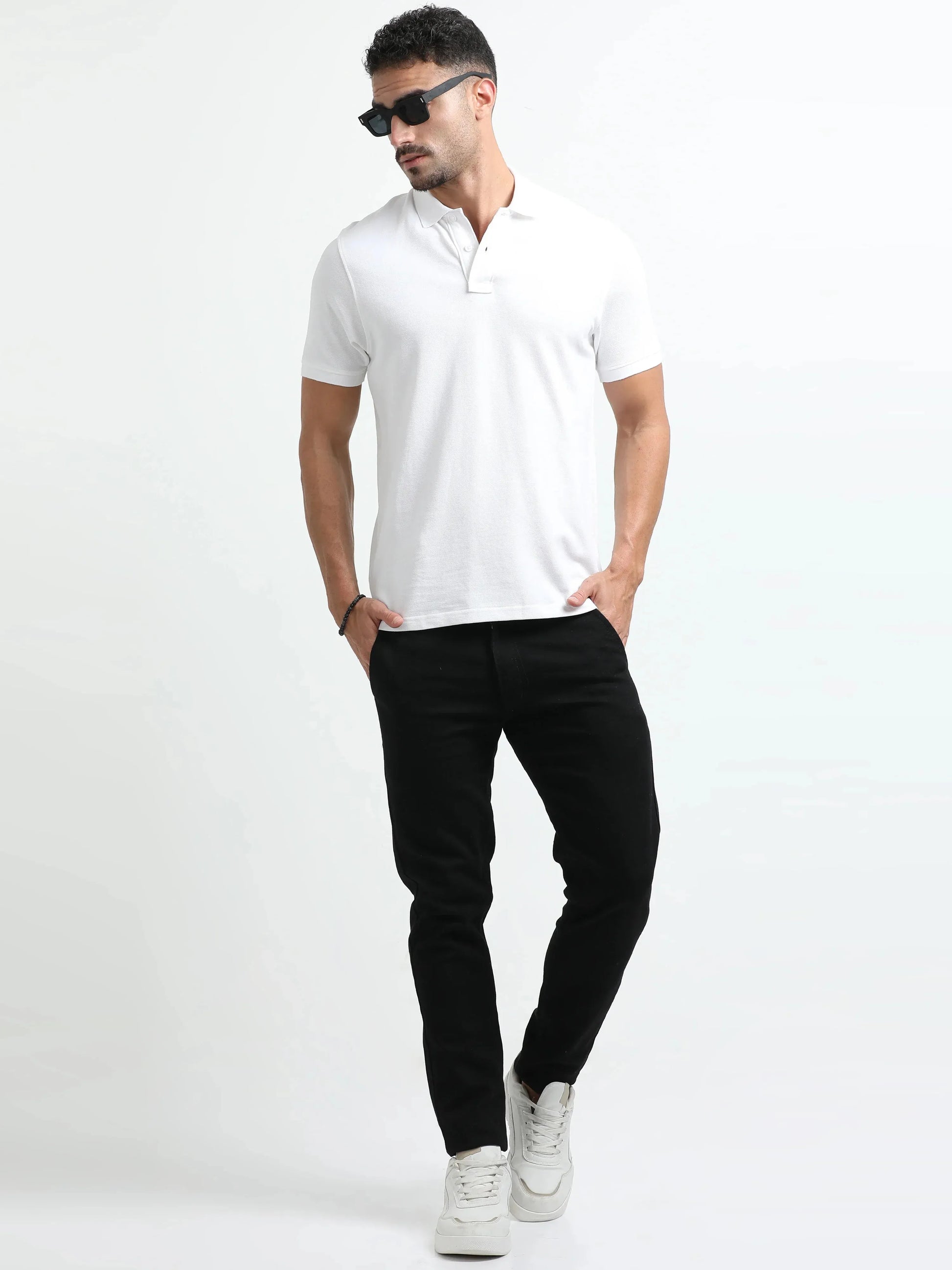 Men’s Comfort Cotton Polo T-Shirt - White | PallyWear