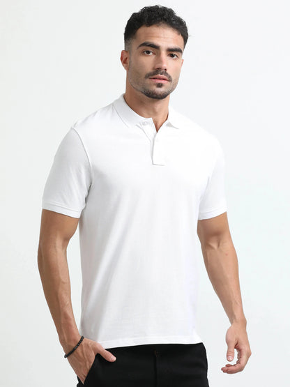 Men’s Comfort Cotton Polo T-Shirt - White | PallyWear