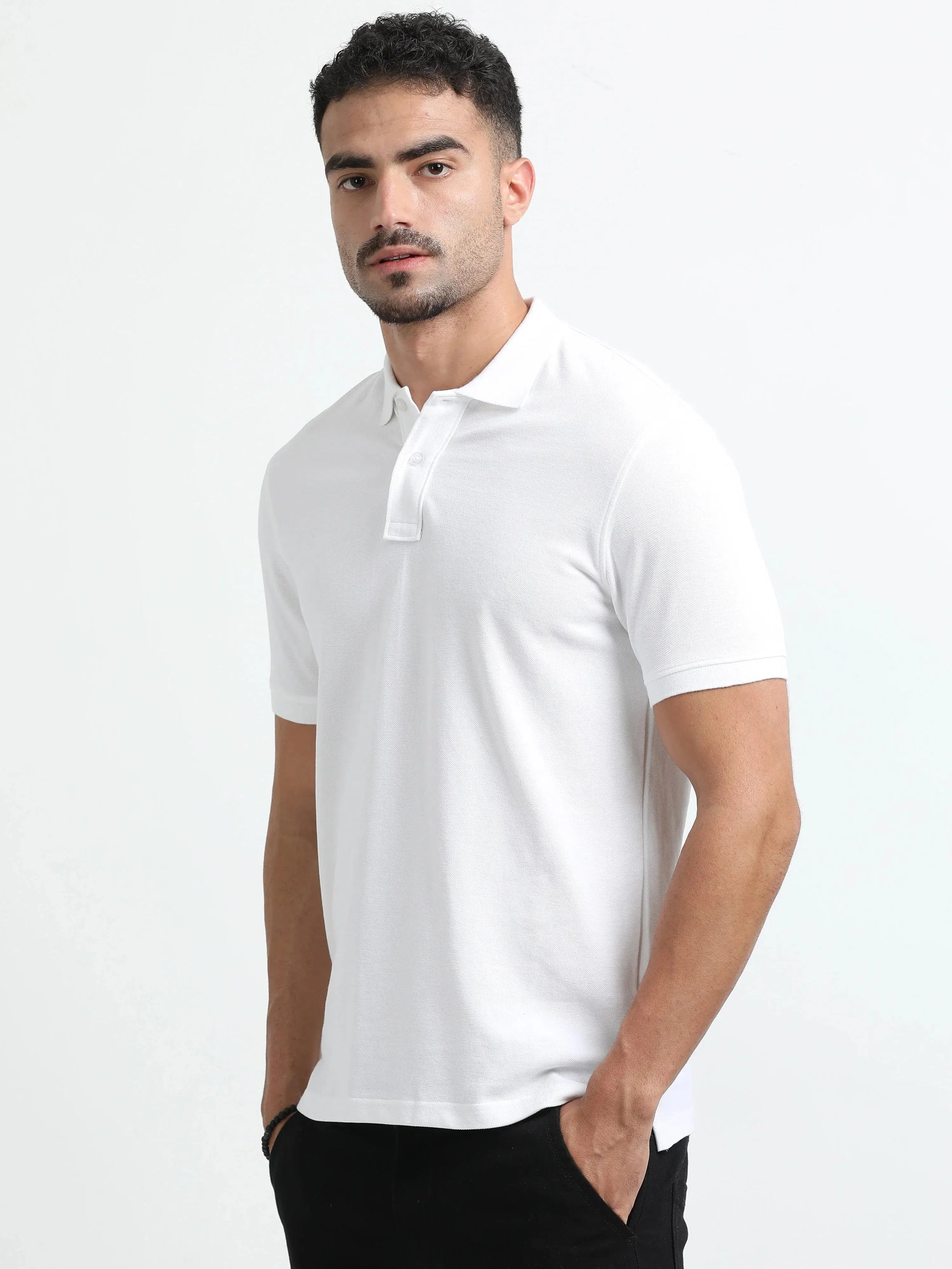 Men’s Comfort Cotton Polo T-Shirt - White | PallyWear
