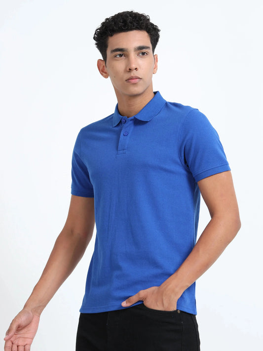 Men’s Cotton Blend Polo T-Shirt - Blue | PallyWear