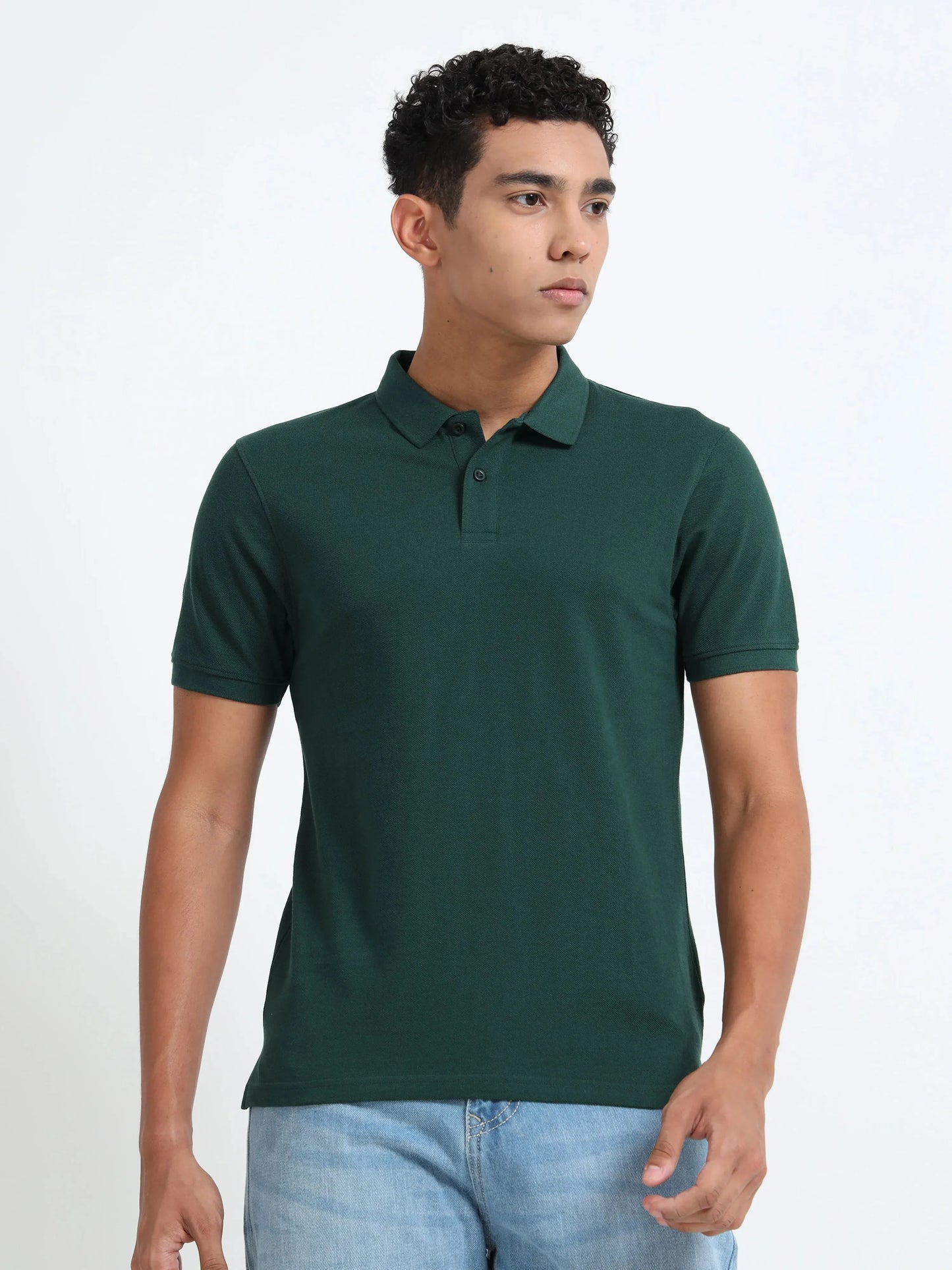 Men’s Cotton Blend Polo T-Shirt - Bottle Green | PallyWear