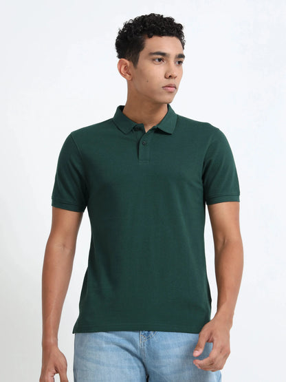Men’s Cotton Blend Polo T-Shirt - Bottle Green | PallyWear