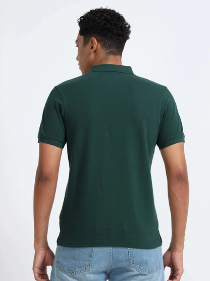 Men’s Cotton Blend Polo T-Shirt - Bottle Green | PallyWear
