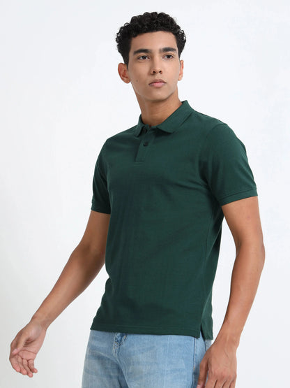 Men’s Cotton Blend Polo T-Shirt - Bottle Green | PallyWear