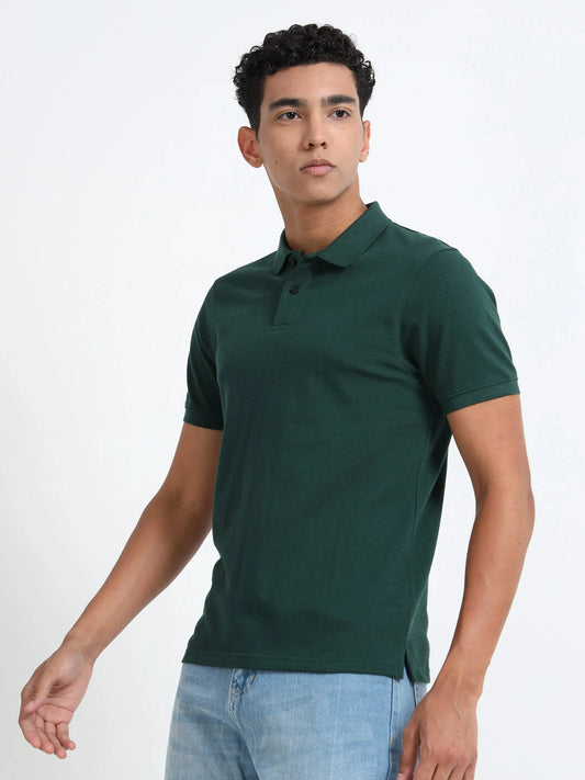 Men’s Cotton Blend Polo T-Shirt - Bottle Green | PallyWear