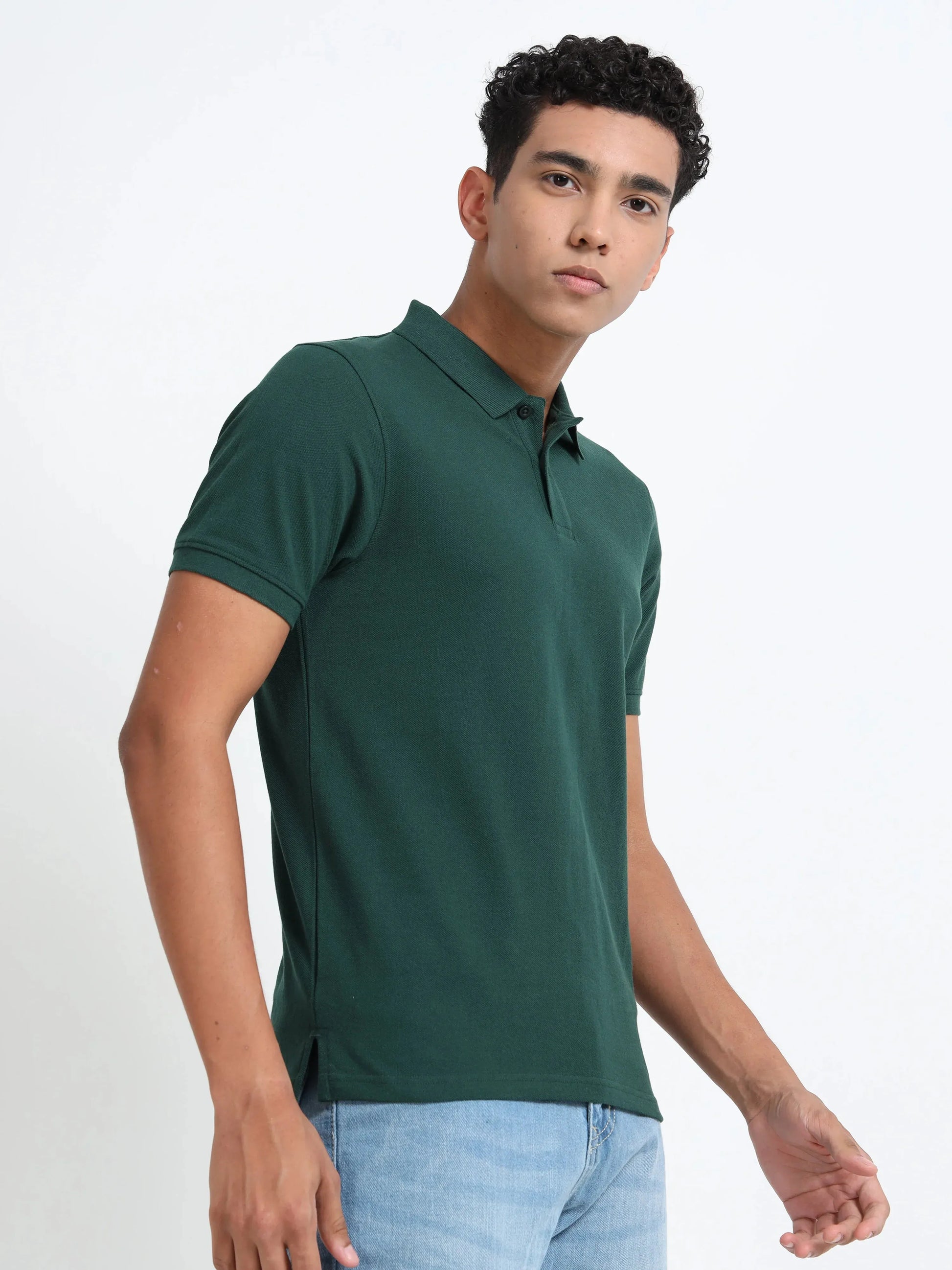 Men’s Cotton Blend Polo T-Shirt - Bottle Green | PallyWear