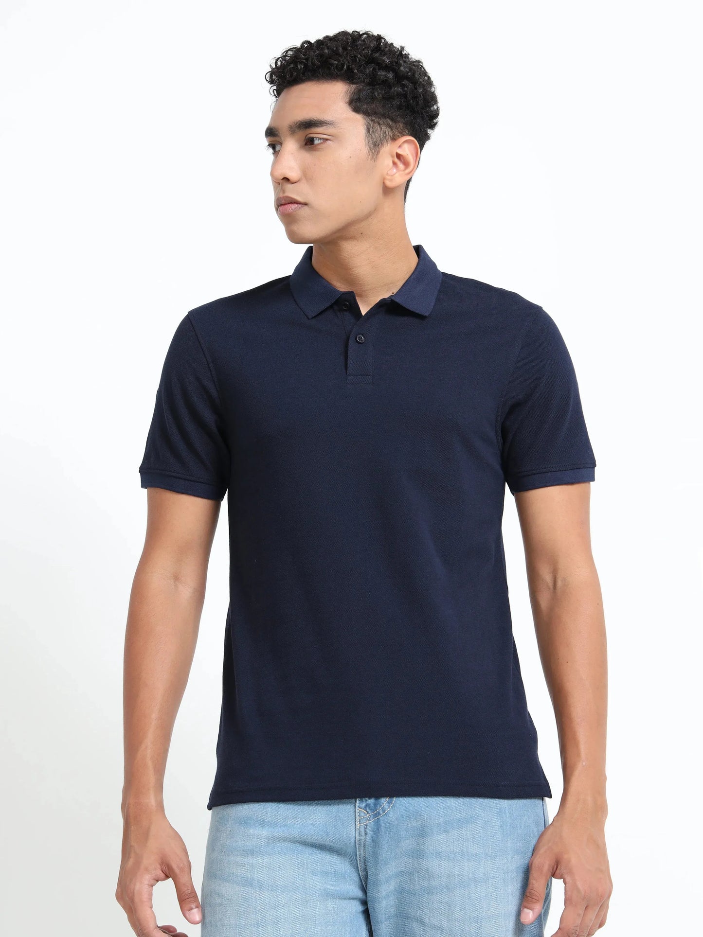 Men’s Cotton Blend Polo T-Shirt - Navy Blue | PallyWear