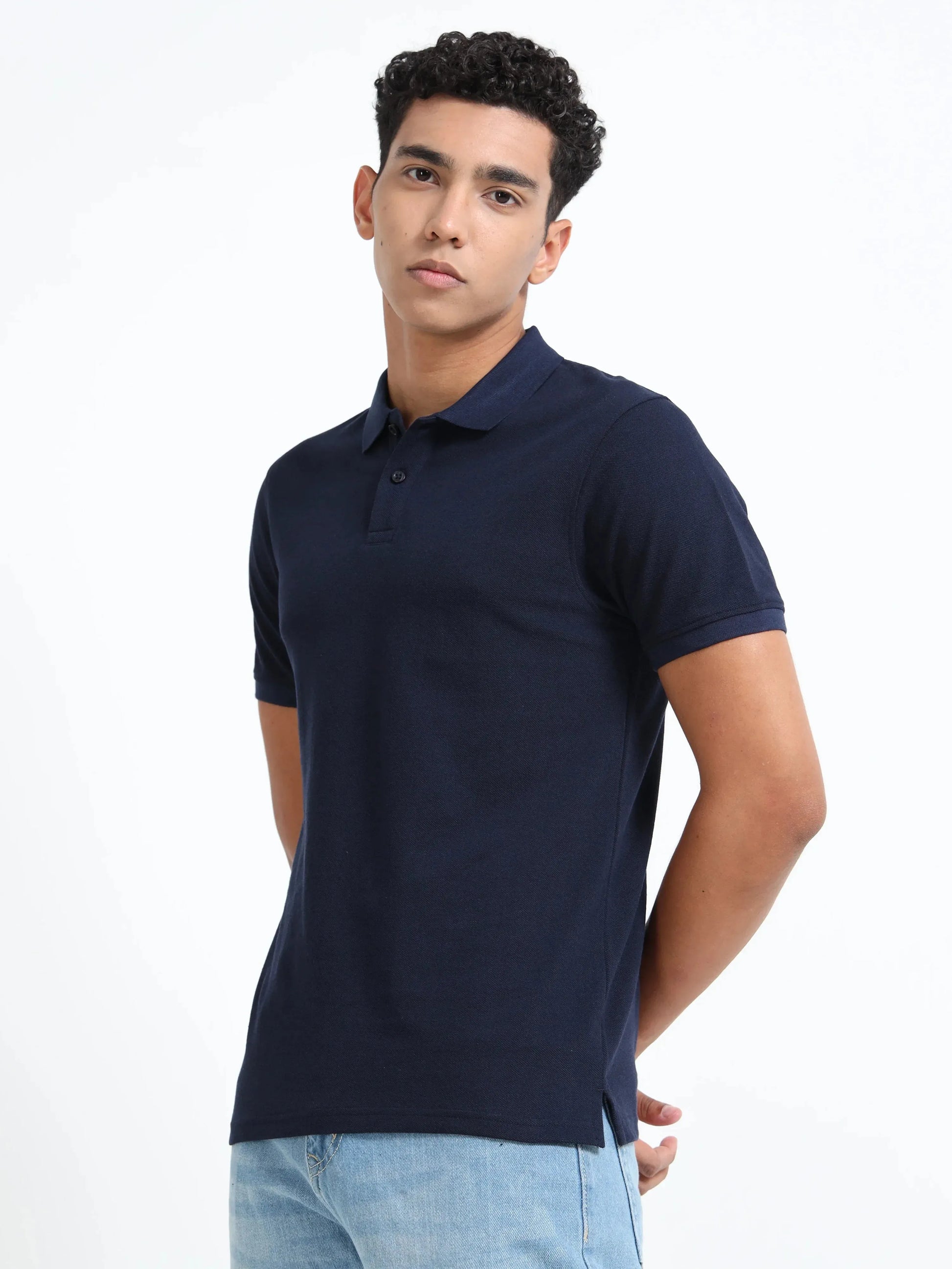 Men’s Cotton Blend Polo T-Shirt - Navy Blue | PallyWear