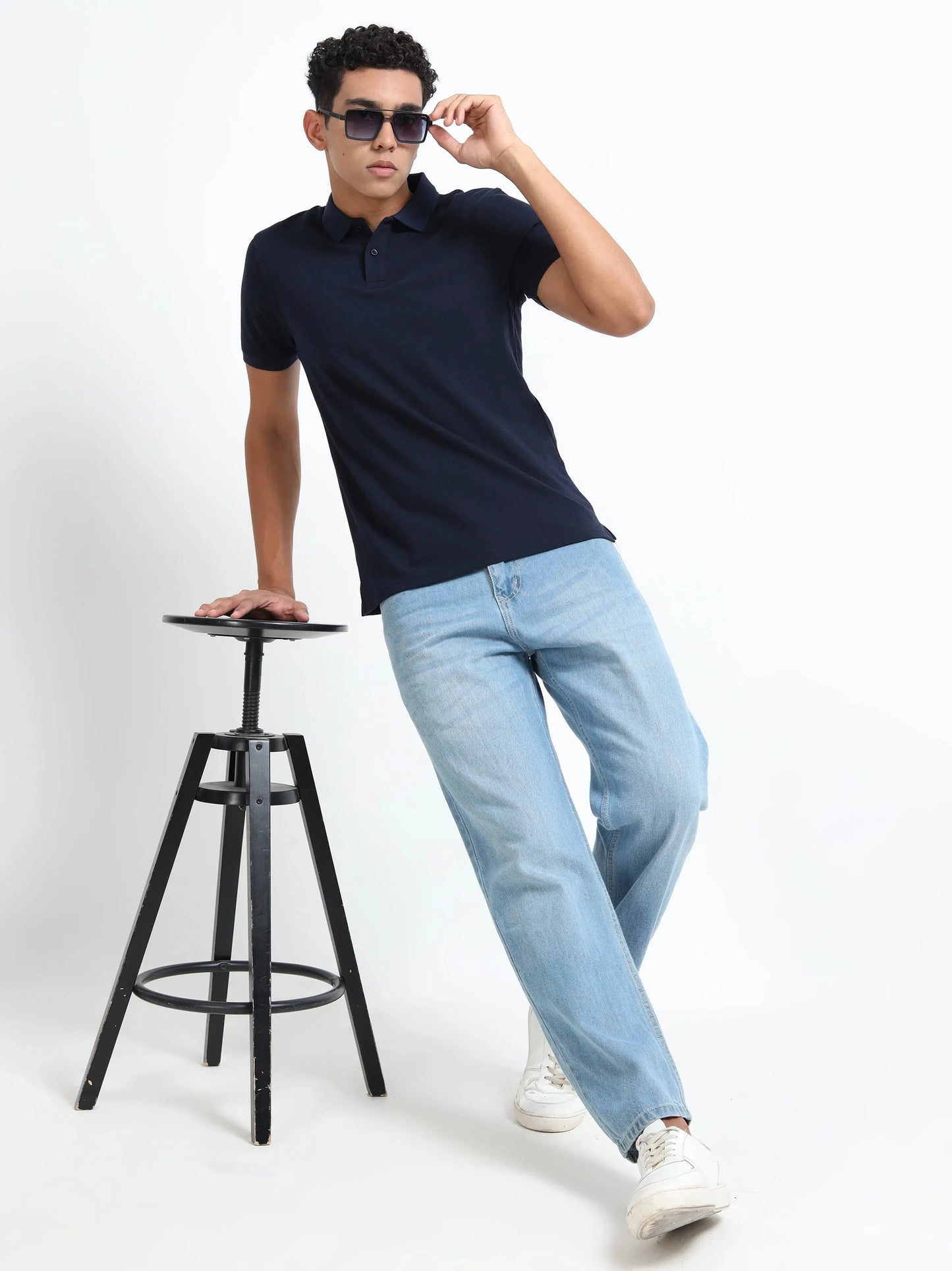 Men’s Cotton Blend Polo T-Shirt - Navy Blue | PallyWear