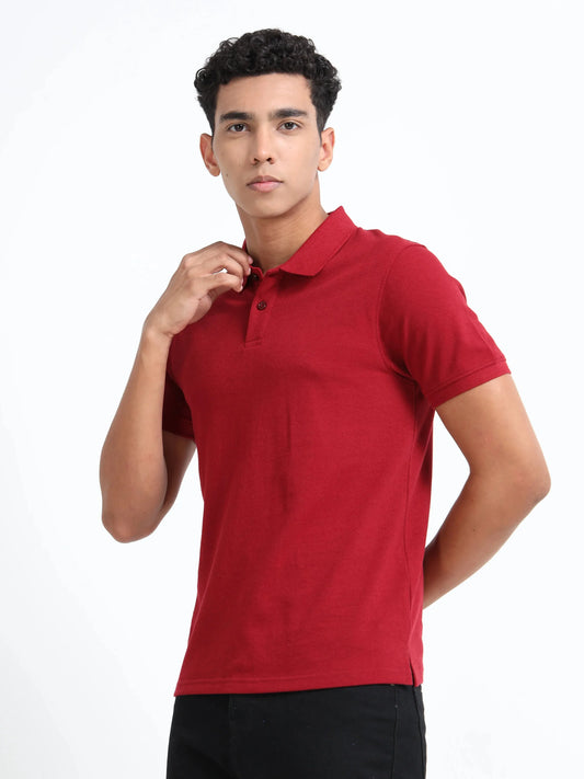 Men’s Cotton Blend Polo T-Shirt - Red | PallyWear