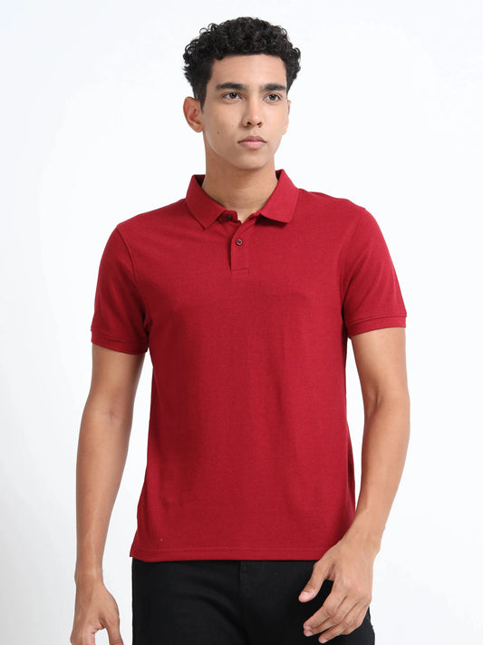 Men’s Cotton Blend Polo T-Shirt - Red | PallyWear