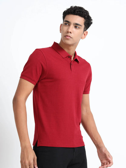 Men’s Cotton Blend Polo T-Shirt - Red | PallyWear