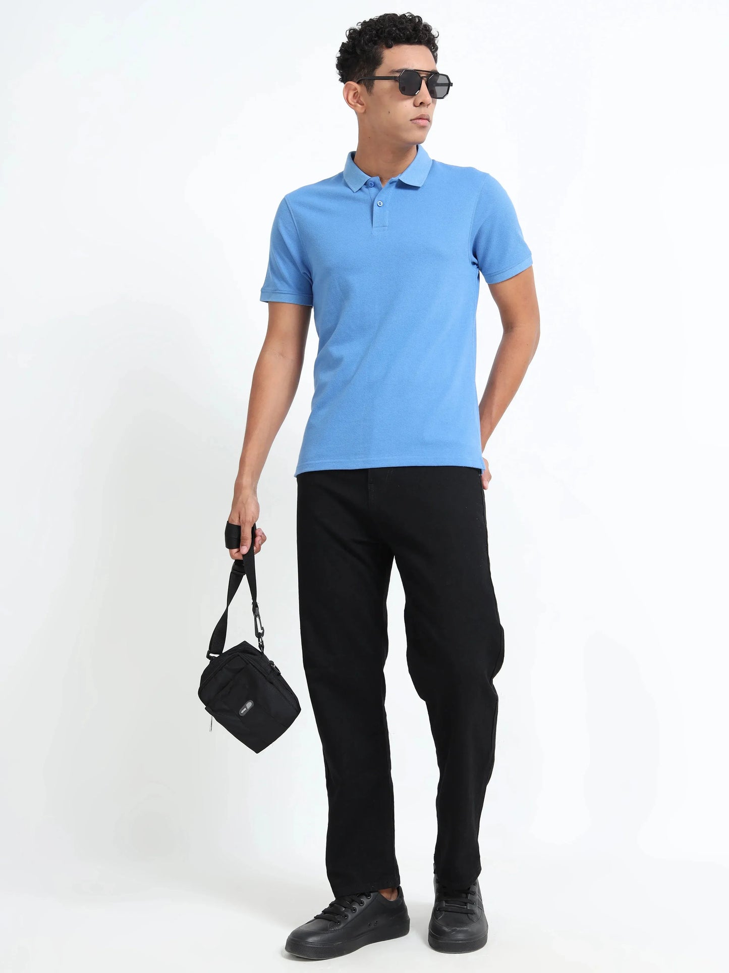 Men’s Cotton Blend Polo T-Shirt - Sky Blue | PallyWear