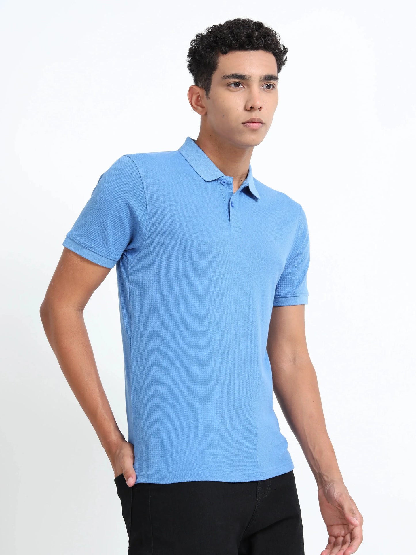 Men’s Cotton Blend Polo T-Shirt - Sky Blue | PallyWear