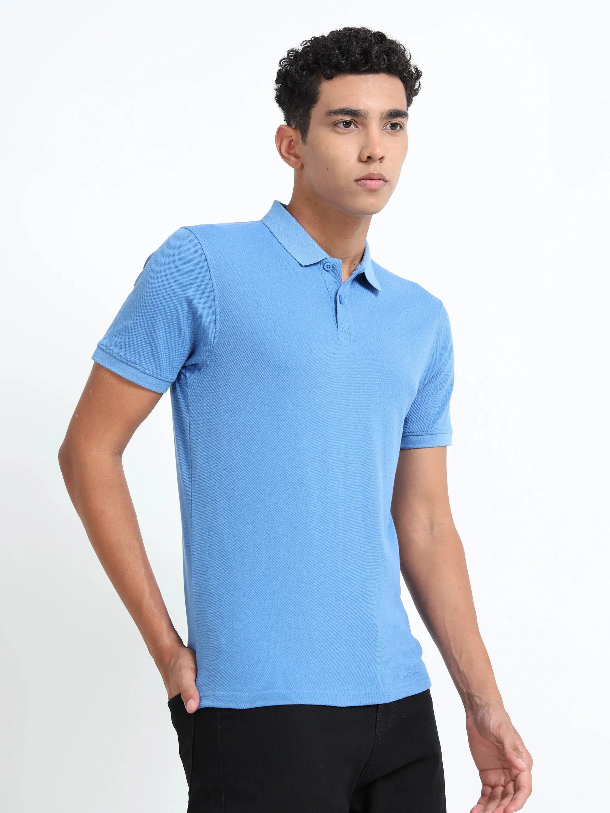 Men’s Cotton Blend Polo T-Shirt - Sky Blue | PallyWear