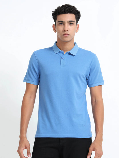 Men’s Cotton Blend Polo T-Shirt - Sky Blue | PallyWear