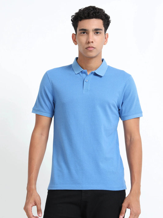Men’s Cotton Blend Polo T-Shirt - Sky Blue | PallyWear