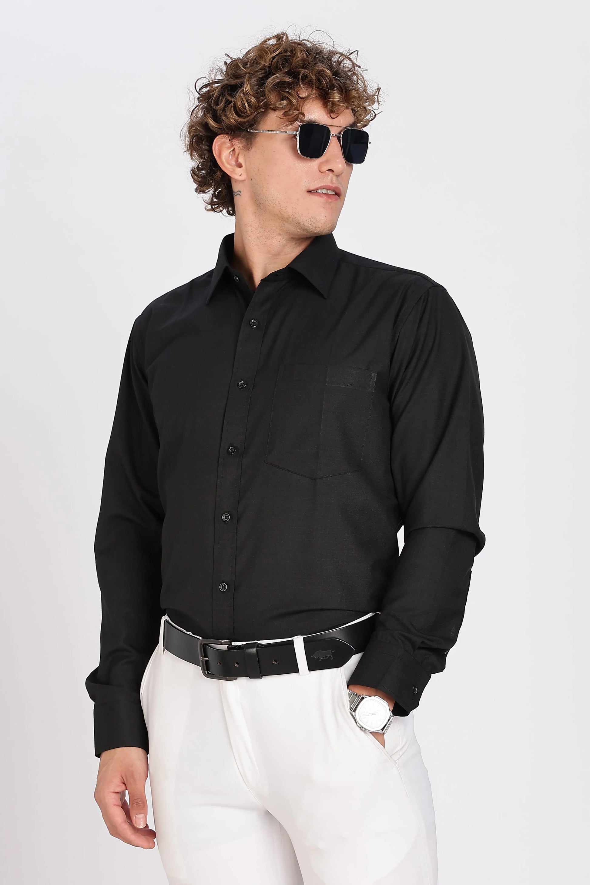 Men’s Premium Cotton Shirt - Black | PallyWear