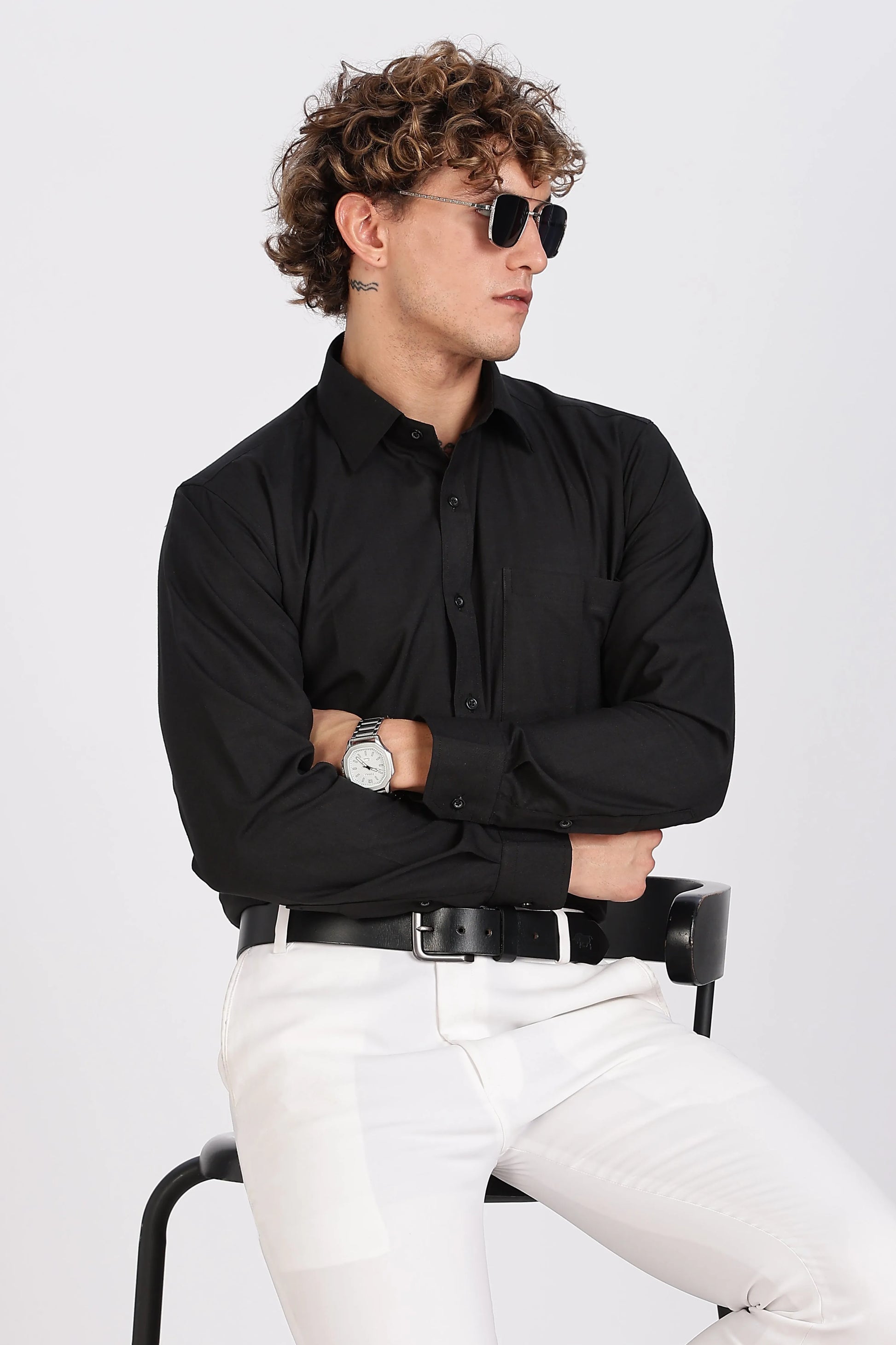 Men’s Premium Cotton Shirt - Black | PallyWear